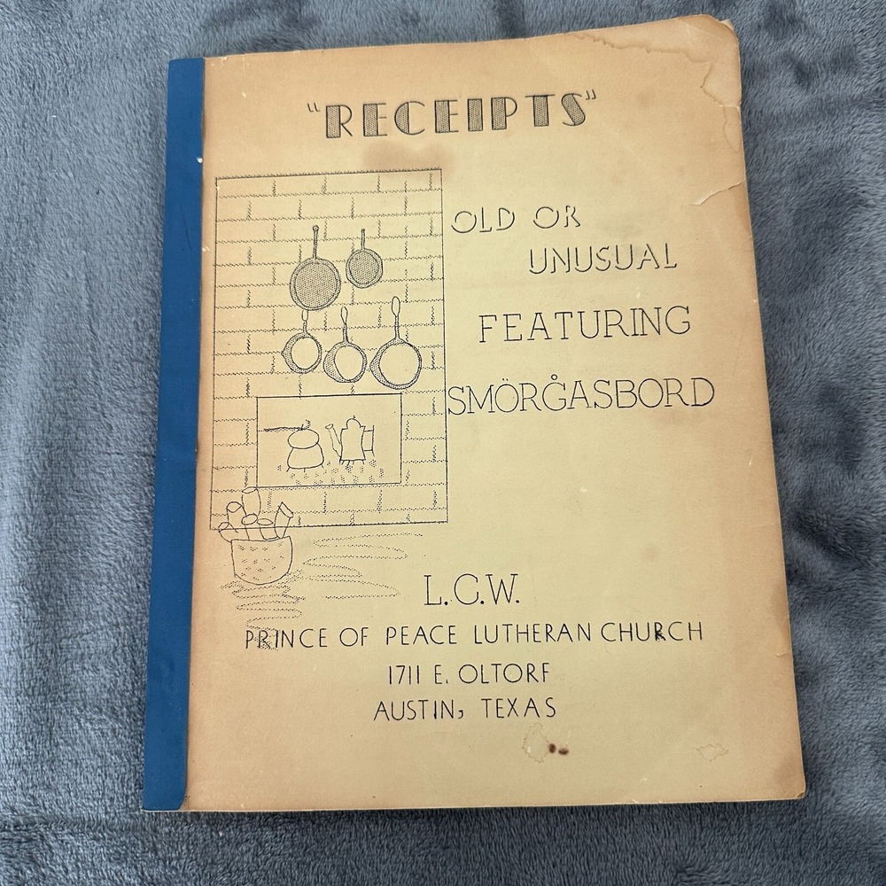 Vintage Church Cookbook Smorgasbord Recipes Prince of Peace Austin TX Lutheran